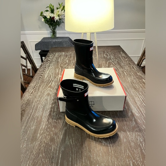 Hunter Original Moc Toe Short Rain Boots Men's Rain Boots Black Size 10 - Picture 3 of 16